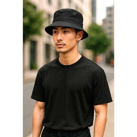 Reversible Black Floral & Solid Bucket Hat For Unisex Lightweight - Picture 7 of 14